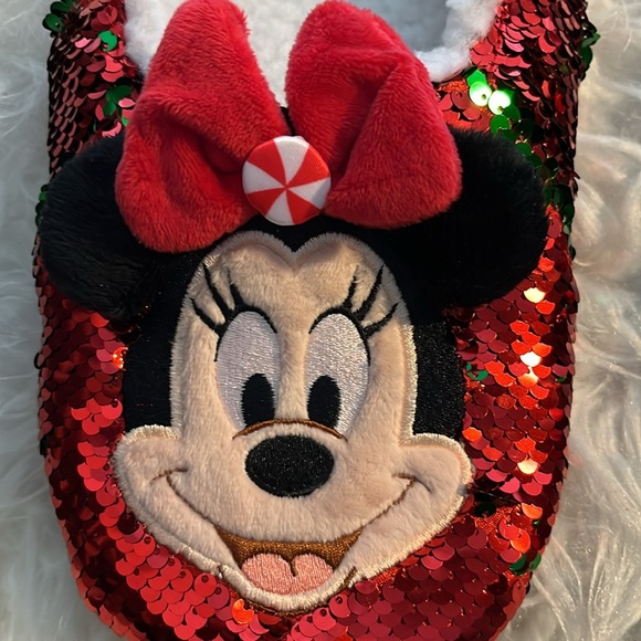 Disney Parks Mickey & Minnie size LG 9/10 Christmas slippers - Picture 3 of 8